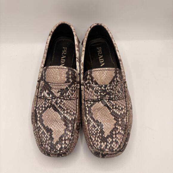 PRADA Driving Moccasin Penny Loafers Snakeskin Python Leather Sz 9/US 10 $995 - Picture 4 of 13